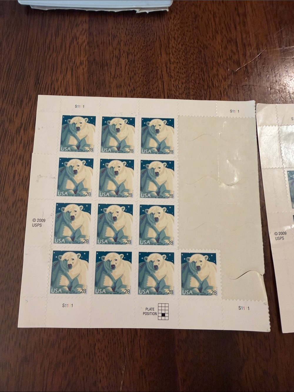 Partial stamp sheets- polar bear